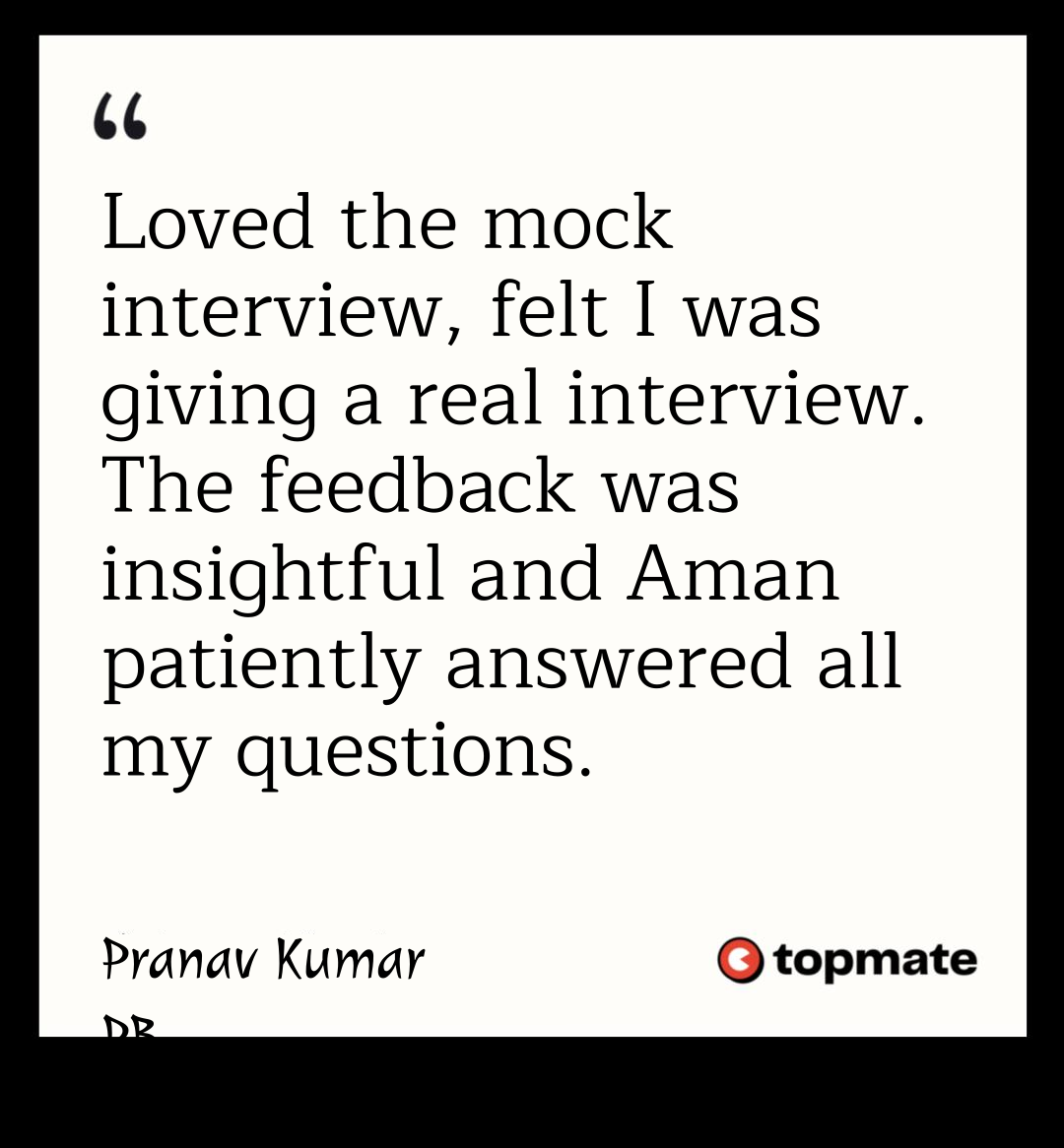 Testimonial from Pranav